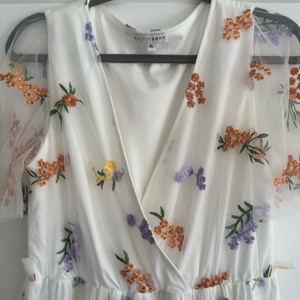 Baltic Born White Floral Maxi Dress with Orange and Purple Embroidery - Picture 3 of 7